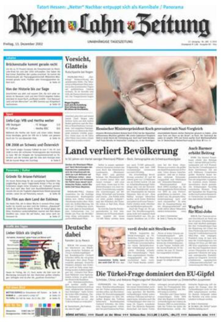 Rhein-Lahn-Zeitung Diez (Archiv) vom Freitag, 13.12.2002
