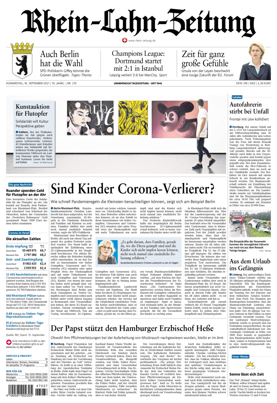 Rhein-Lahn-Zeitung Diez (Archiv) vom Donnerstag, 16.09.2021