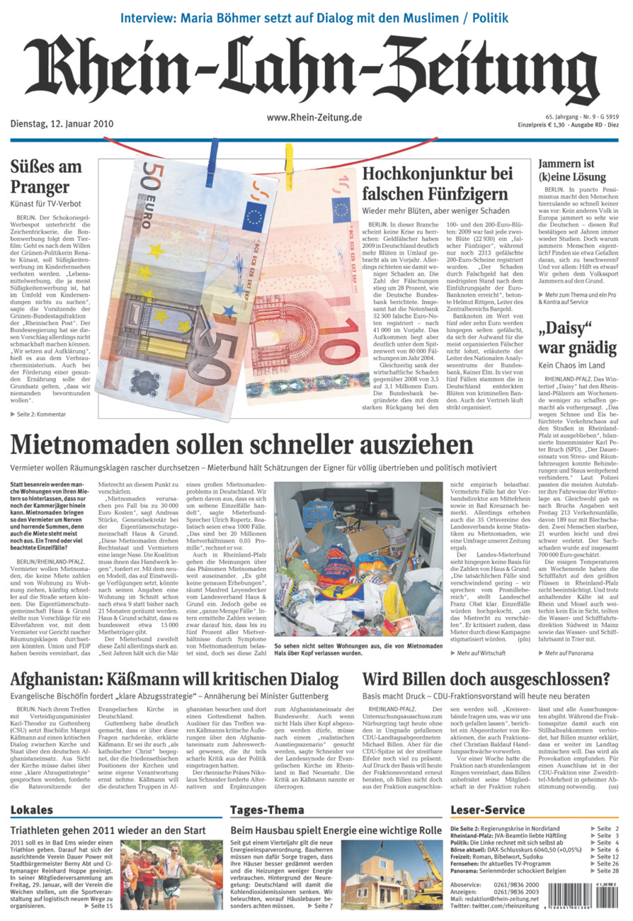 Rhein-Lahn-Zeitung Diez (Archiv) vom Dienstag, 12.01.2010