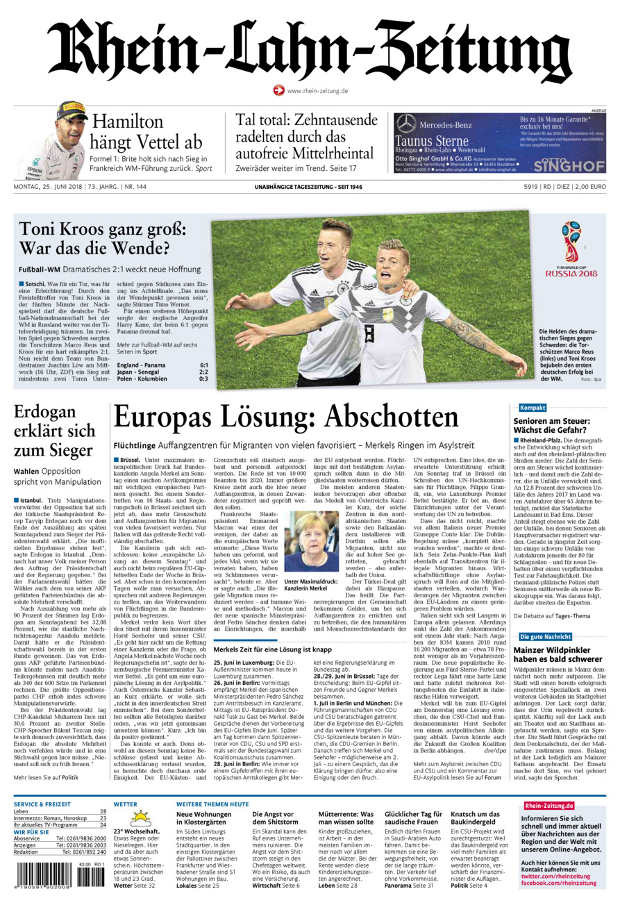 Rhein-Lahn-Zeitung Diez (Archiv) vom Montag, 25.06.2018