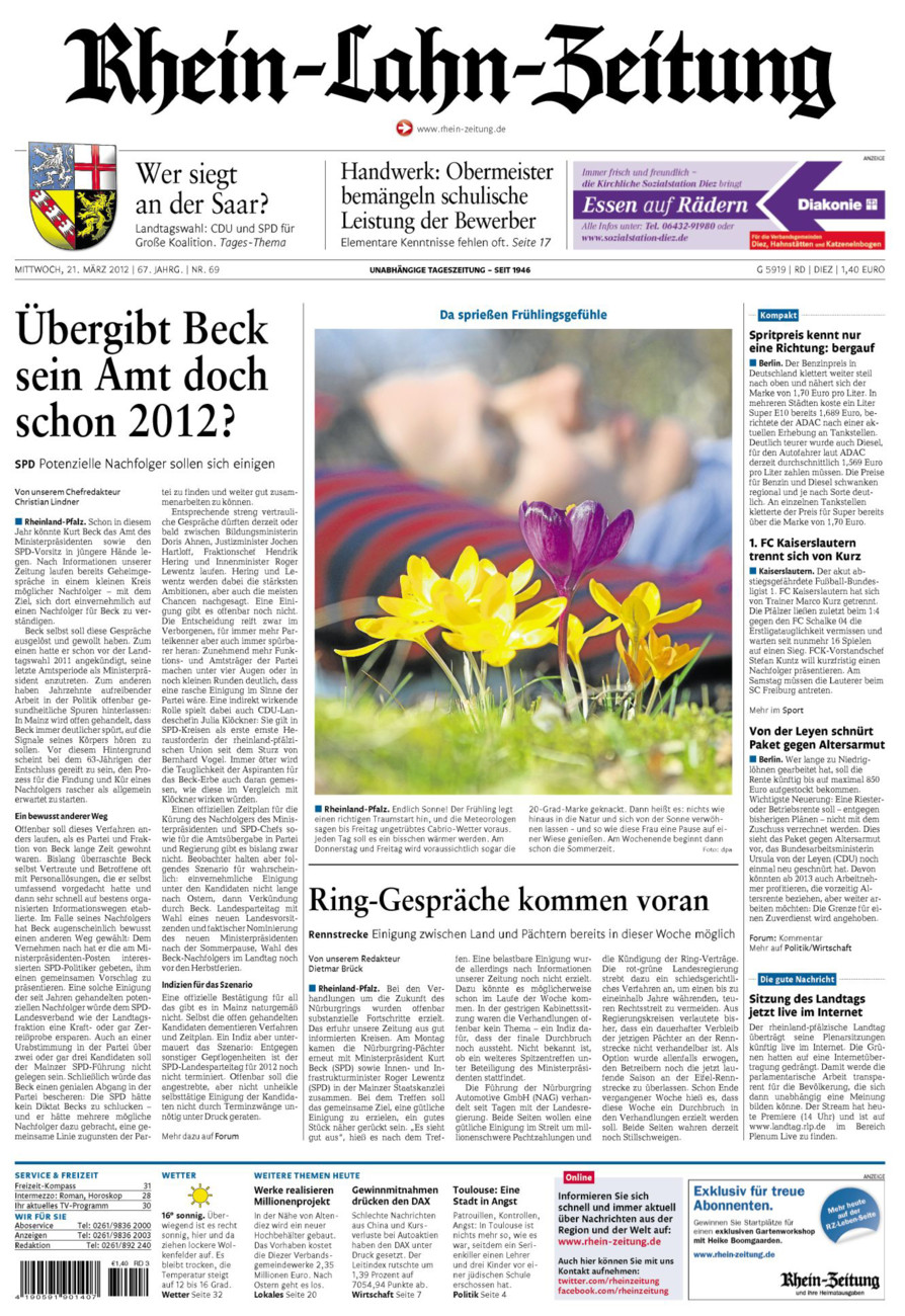 Rhein-Lahn-Zeitung Diez (Archiv) vom Mittwoch, 21.03.2012