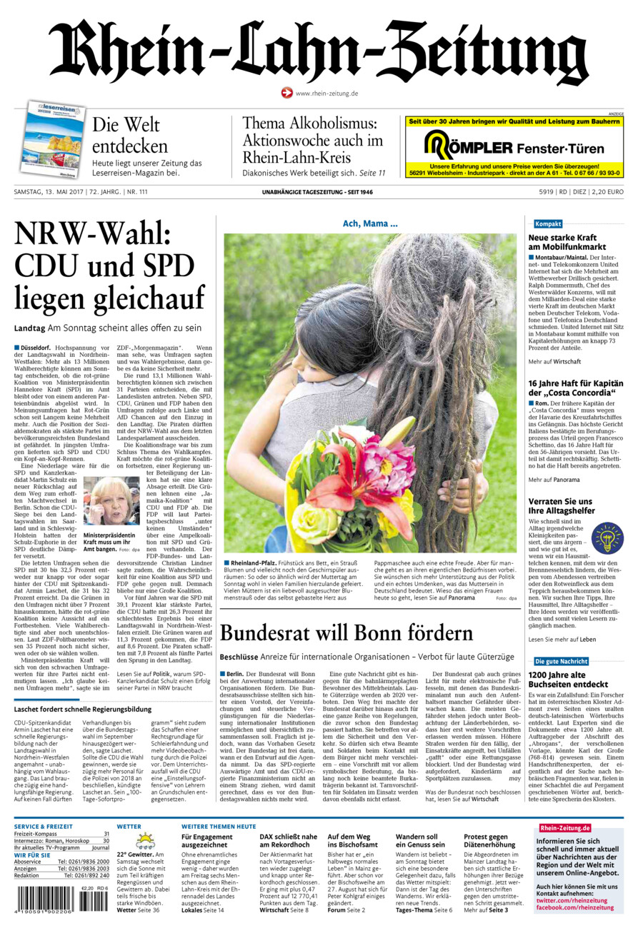 Rhein-Lahn-Zeitung Diez (Archiv) vom Samstag, 13.05.2017