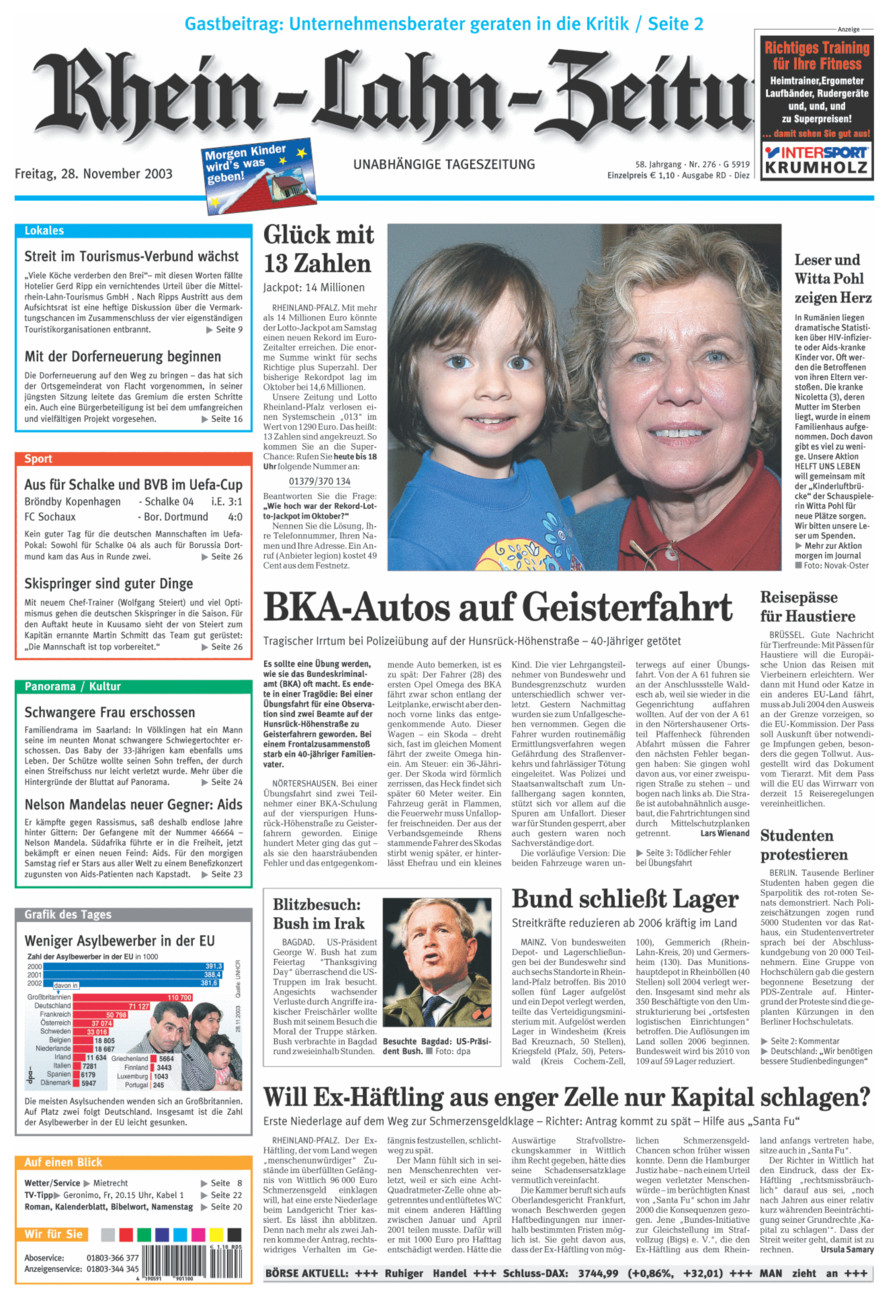 Rhein-Lahn-Zeitung Diez (Archiv) vom Freitag, 28.11.2003