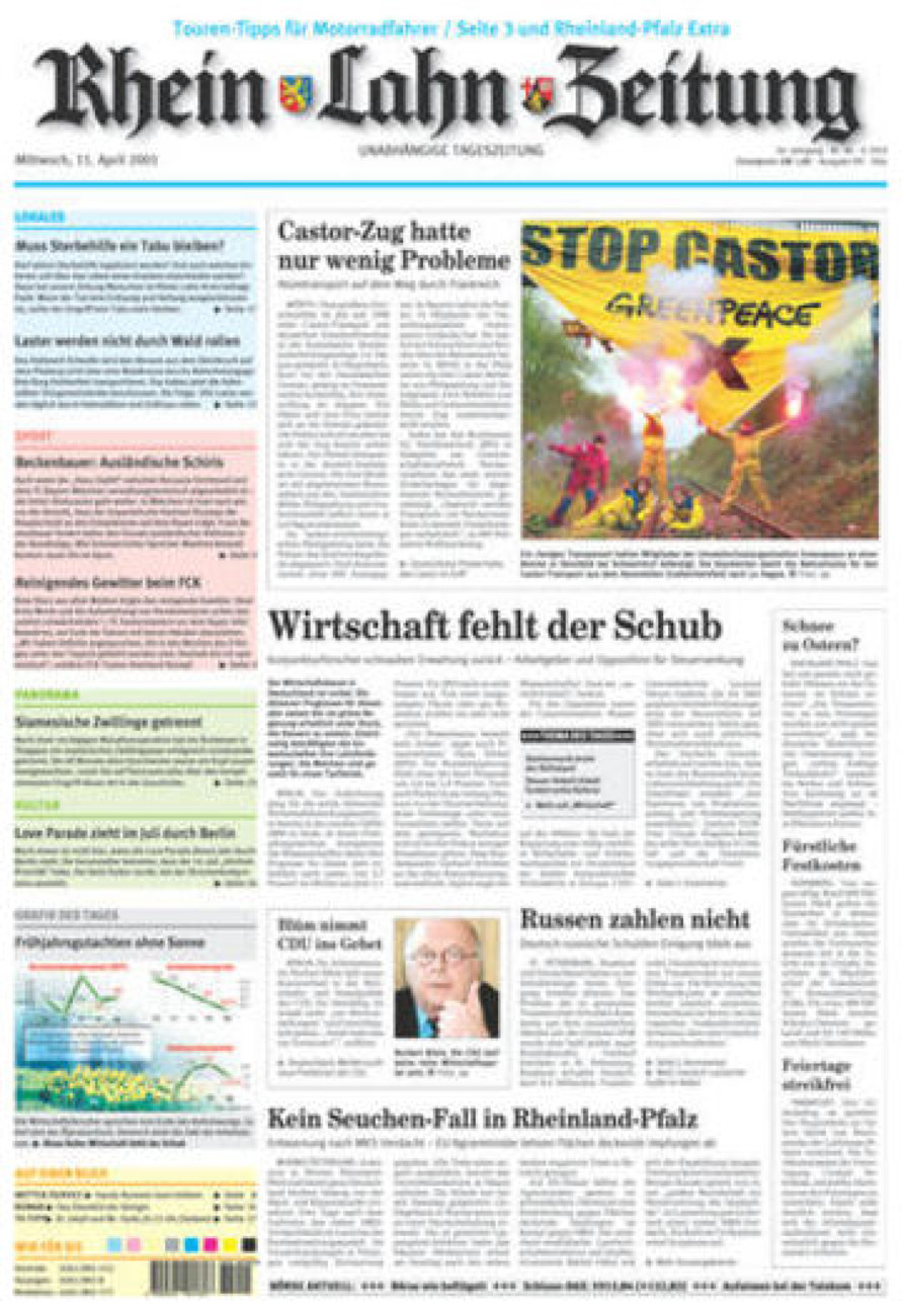 Rhein-Lahn-Zeitung Diez (Archiv) vom Mittwoch, 11.04.2001