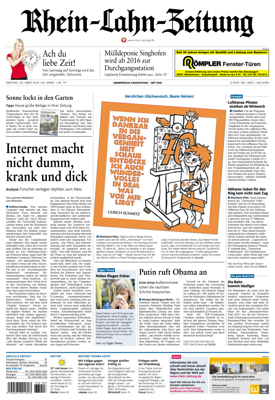 Rhein-Lahn-Zeitung Diez (Archiv) vom Samstag, 29.03.2014