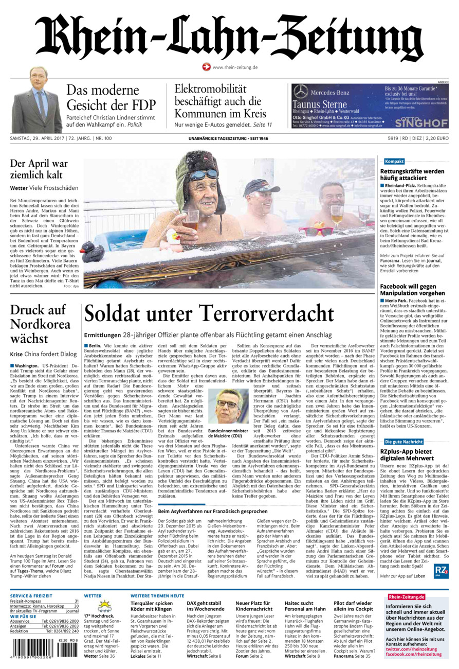 Rhein-Lahn-Zeitung Diez (Archiv) vom Samstag, 29.04.2017