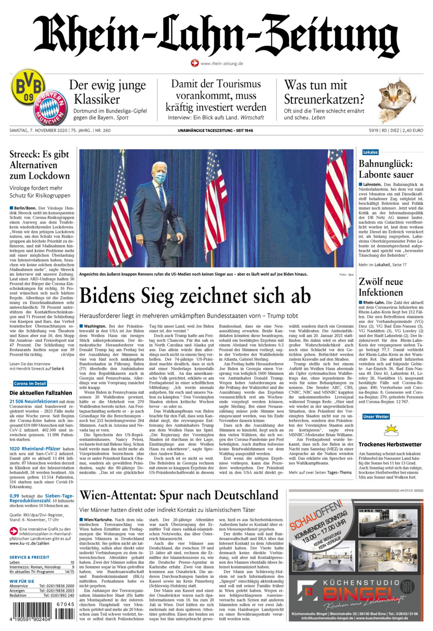 Rhein-Lahn-Zeitung Diez (Archiv) vom Samstag, 07.11.2020