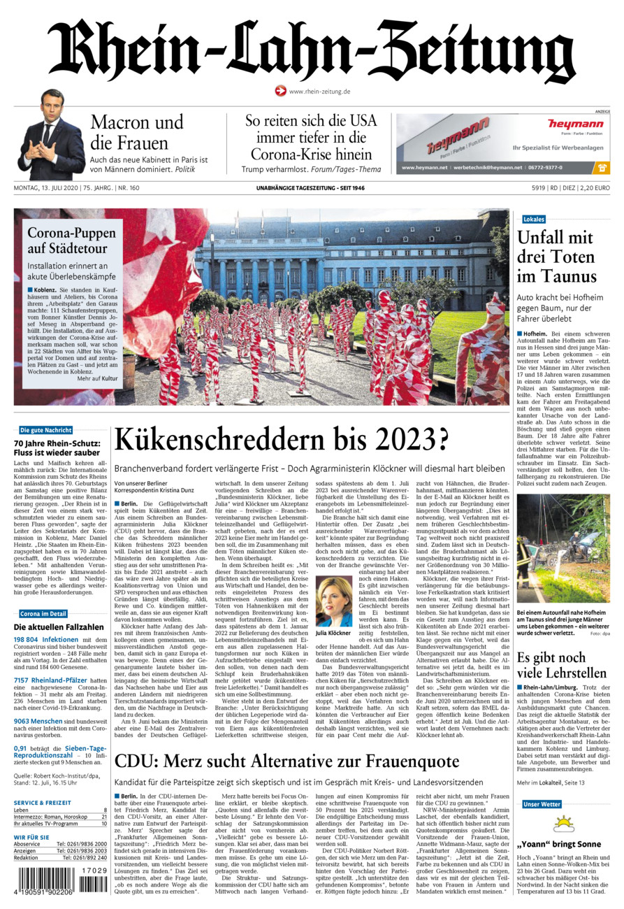 Rhein-Lahn-Zeitung Diez (Archiv) vom Montag, 13.07.2020
