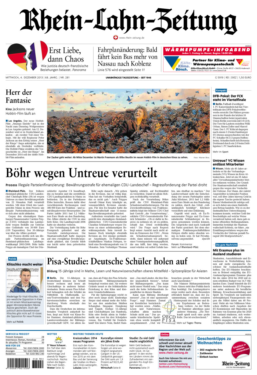 Rhein-Lahn-Zeitung Diez (Archiv) vom Mittwoch, 04.12.2013