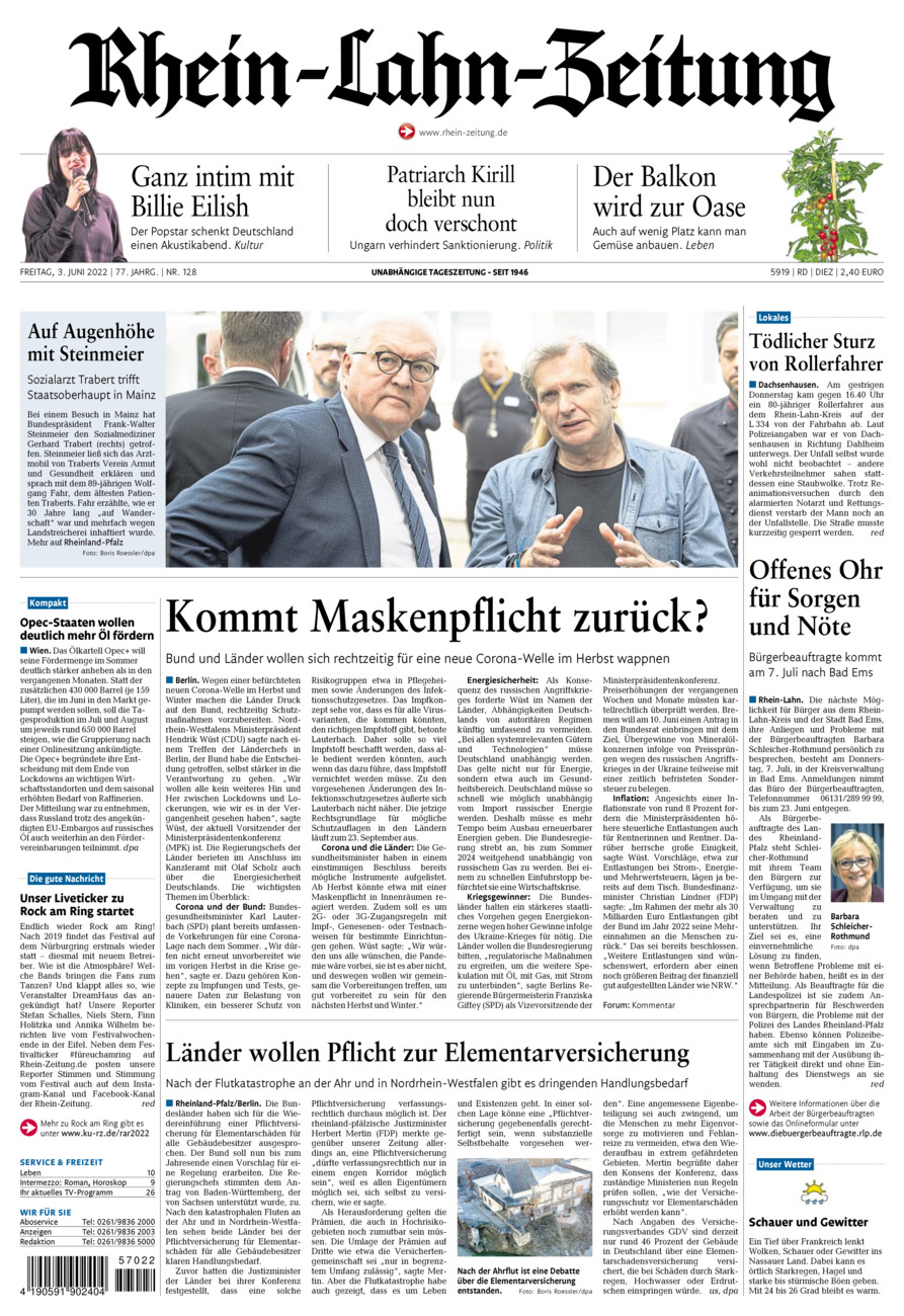 Rhein-Lahn-Zeitung Diez (Archiv) vom Freitag, 03.06.2022