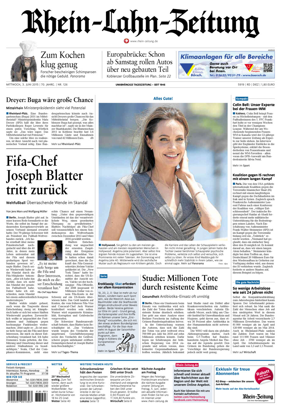 Rhein-Lahn-Zeitung Diez (Archiv) vom Mittwoch, 03.06.2015