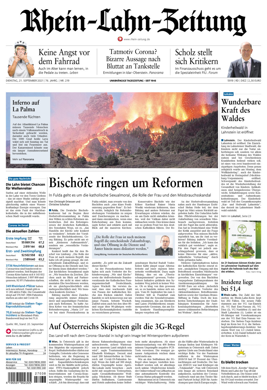 Rhein-Lahn-Zeitung Diez (Archiv) vom Dienstag, 21.09.2021