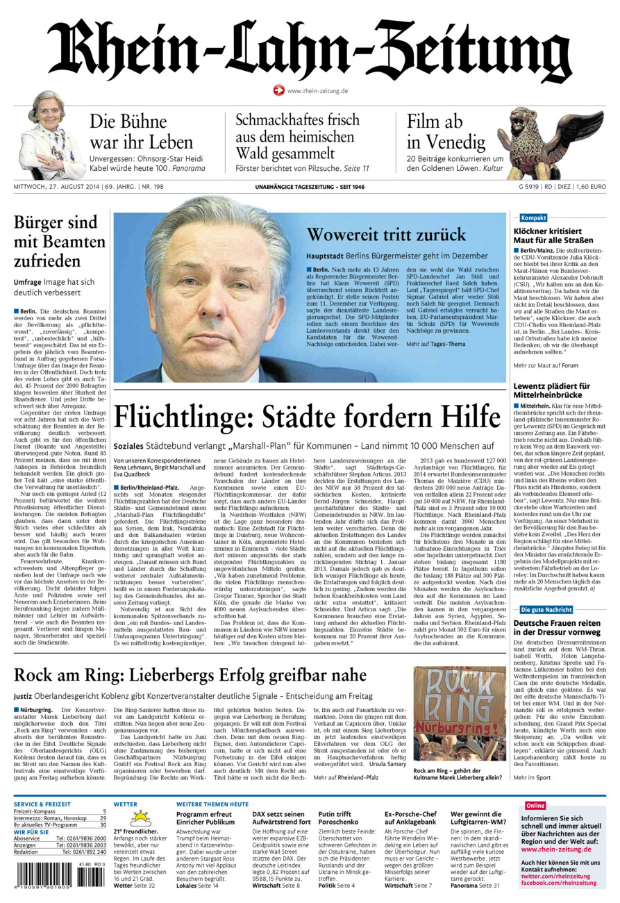 Rhein-Lahn-Zeitung Diez (Archiv) vom Mittwoch, 27.08.2014
