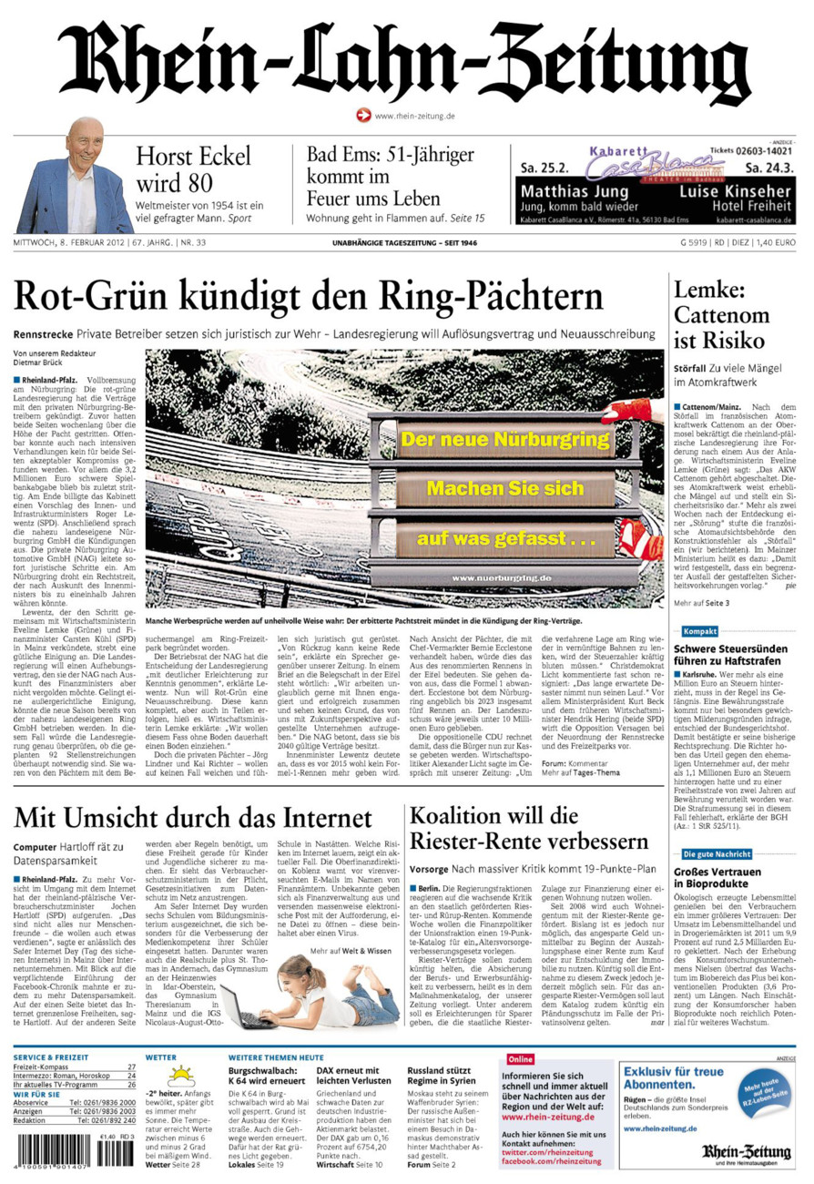 Rhein-Lahn-Zeitung Diez (Archiv) vom Mittwoch, 08.02.2012