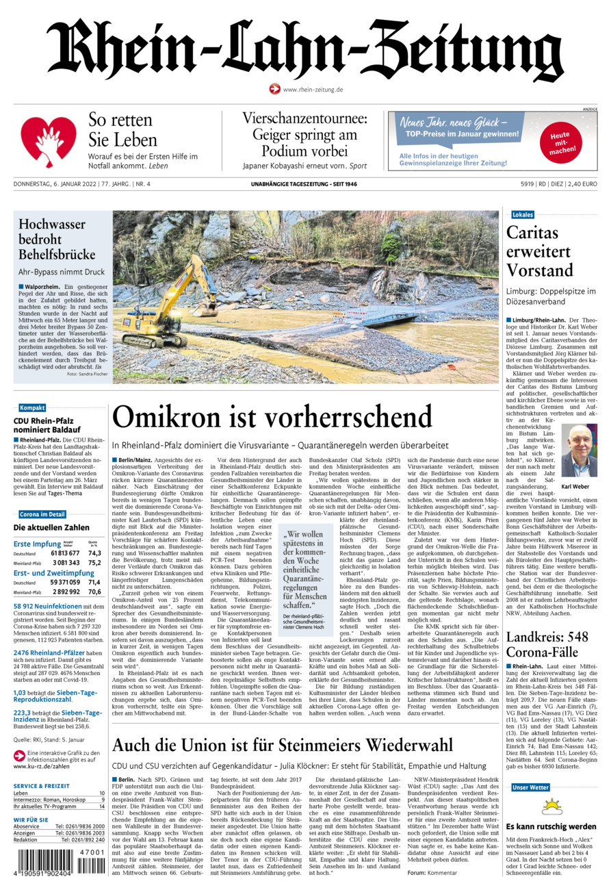 Rhein-Lahn-Zeitung Diez (Archiv) vom Donnerstag, 06.01.2022