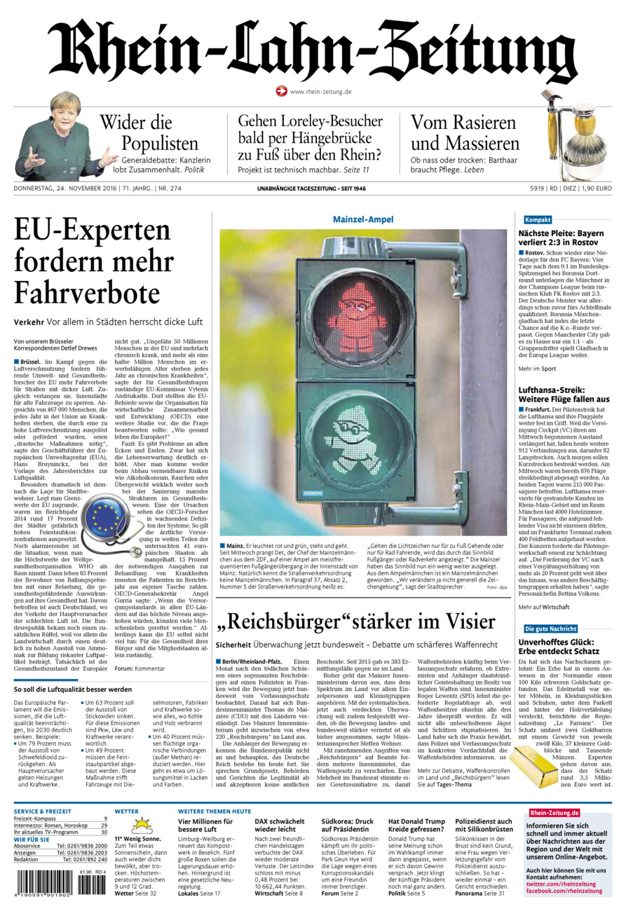 Rhein-Lahn-Zeitung Diez (Archiv) vom Donnerstag, 24.11.2016
