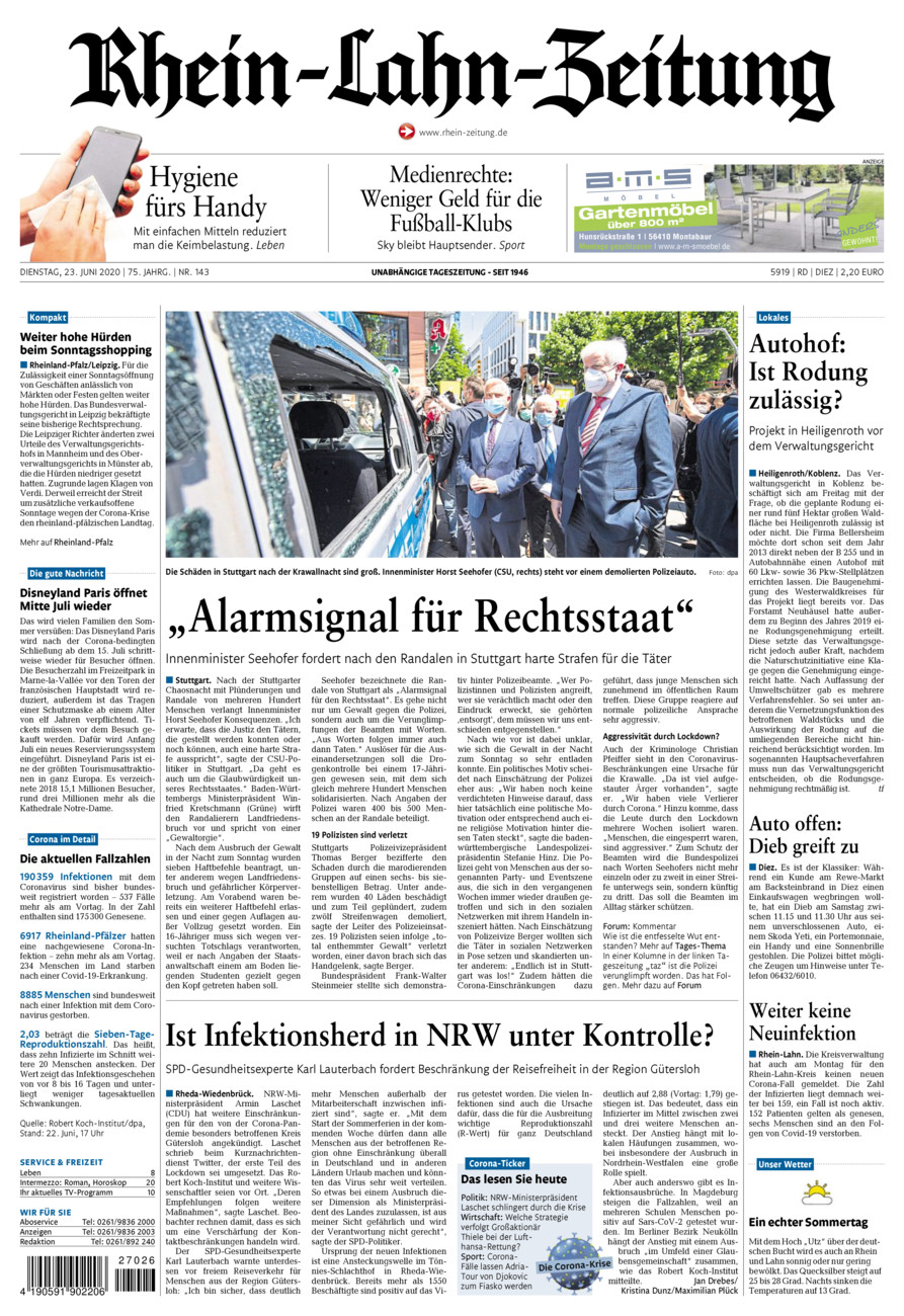 Rhein-Lahn-Zeitung Diez (Archiv) vom Dienstag, 23.06.2020