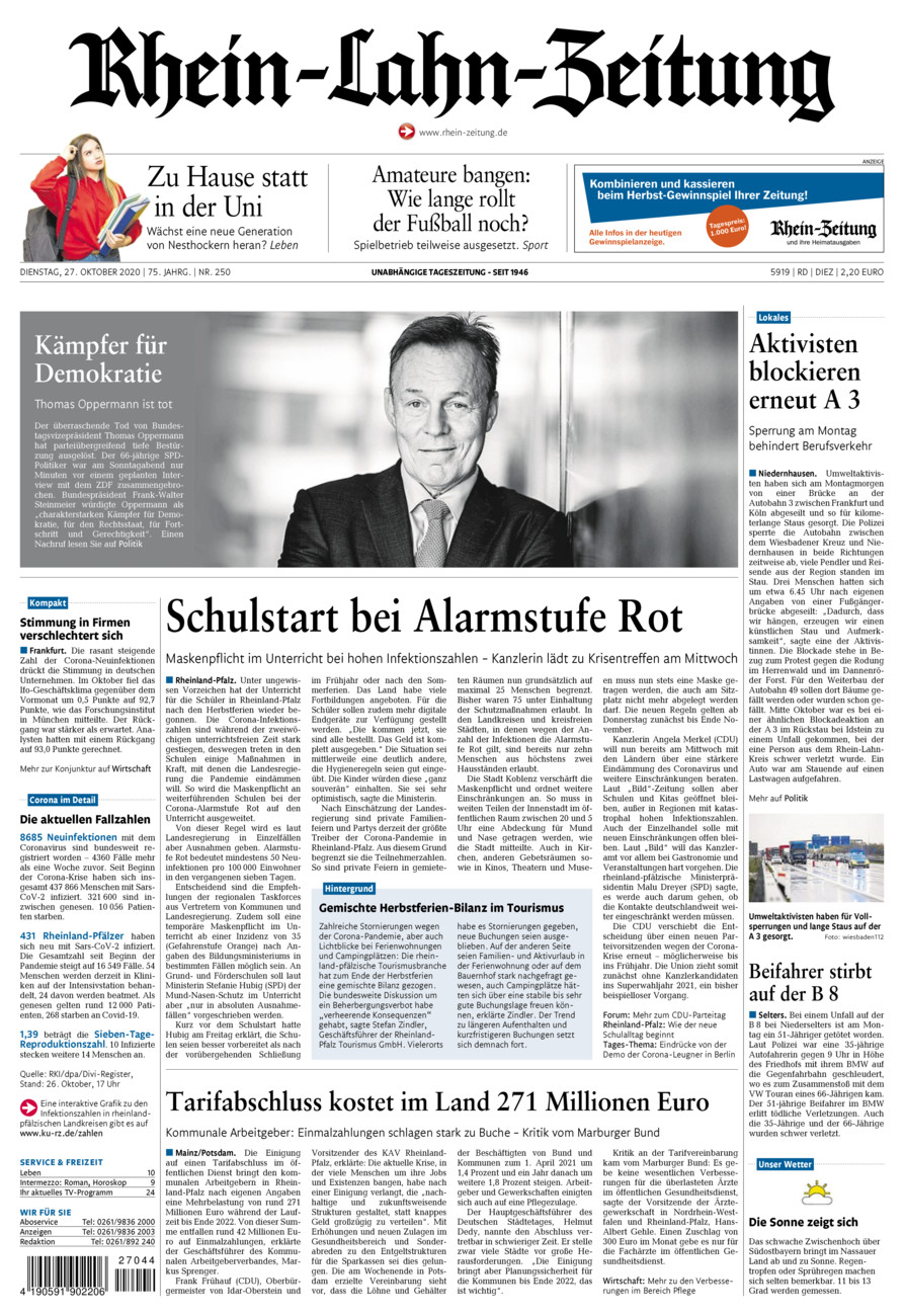 Rhein-Lahn-Zeitung Diez (Archiv) vom Dienstag, 27.10.2020
