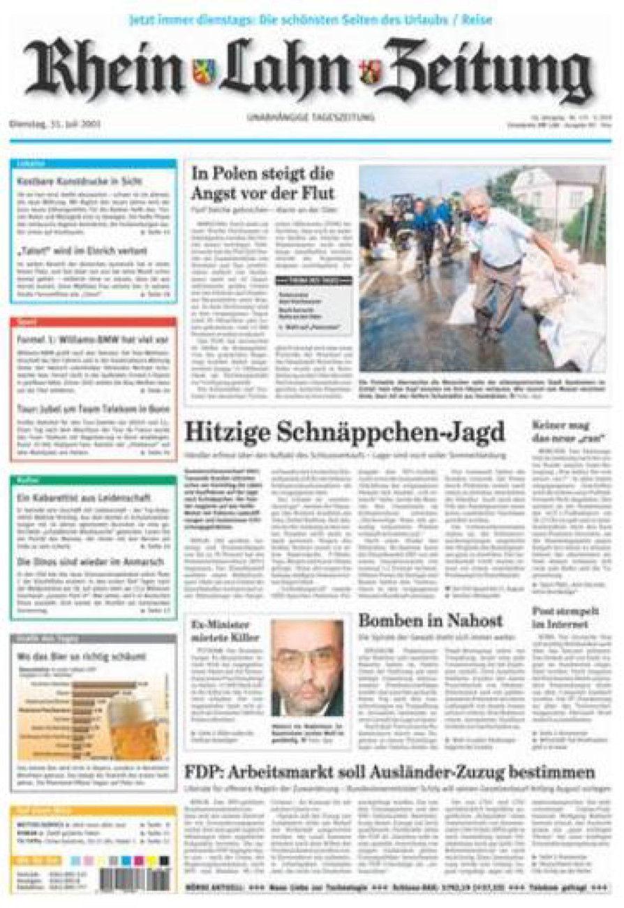 Rhein-Lahn-Zeitung Diez (Archiv) vom Dienstag, 31.07.2001
