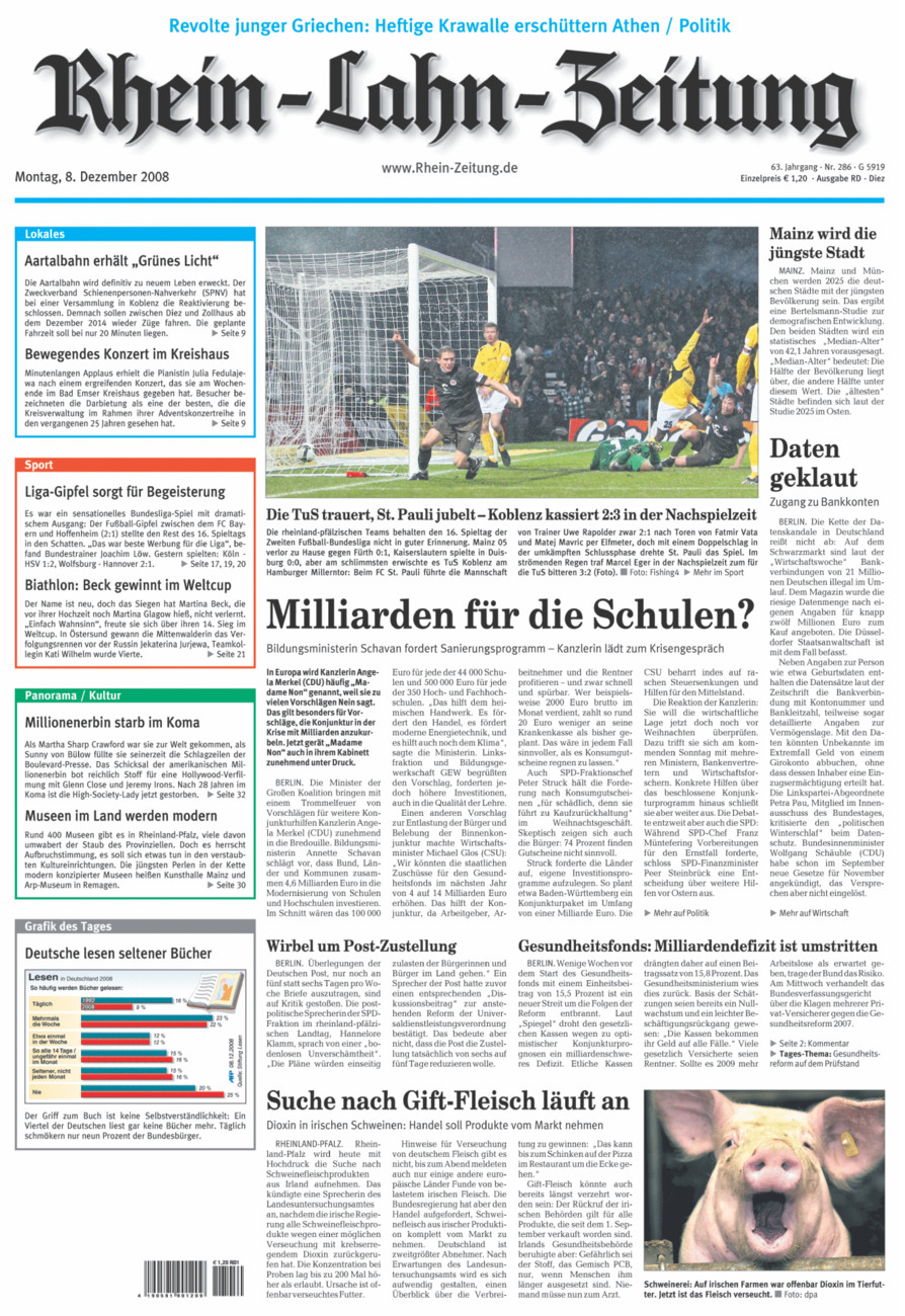 Rhein-Lahn-Zeitung Diez (Archiv) vom Montag, 08.12.2008