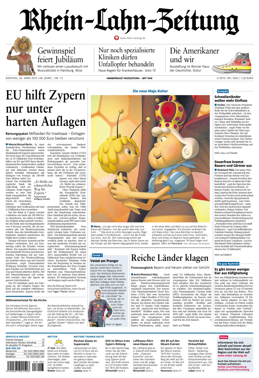Rhein-Lahn-Zeitung Diez (Archiv) vom Dienstag, 26.03.2013
