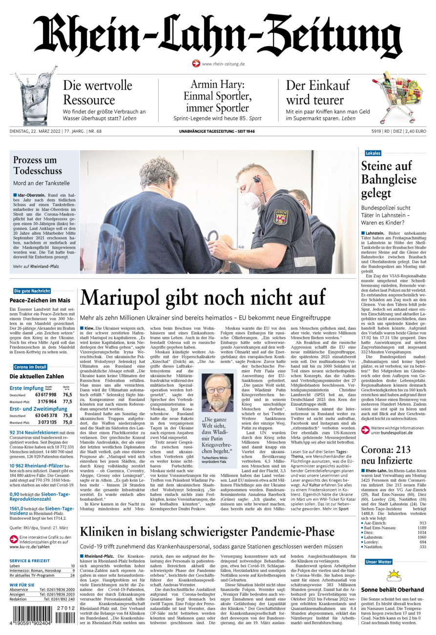 Rhein-Lahn-Zeitung Diez (Archiv) vom Dienstag, 22.03.2022