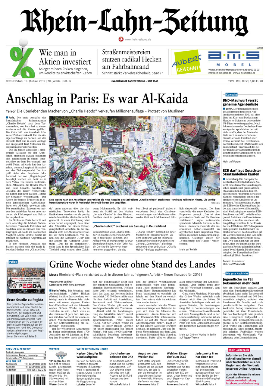 Rhein-Lahn-Zeitung Diez (Archiv) vom Donnerstag, 15.01.2015