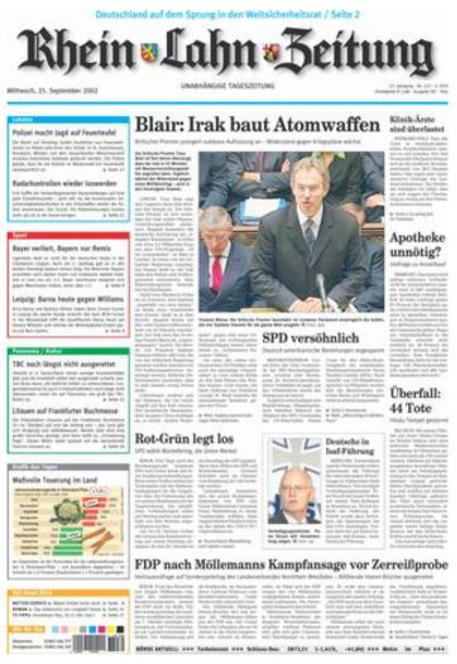 Rhein-Lahn-Zeitung Diez (Archiv) vom Mittwoch, 25.09.2002