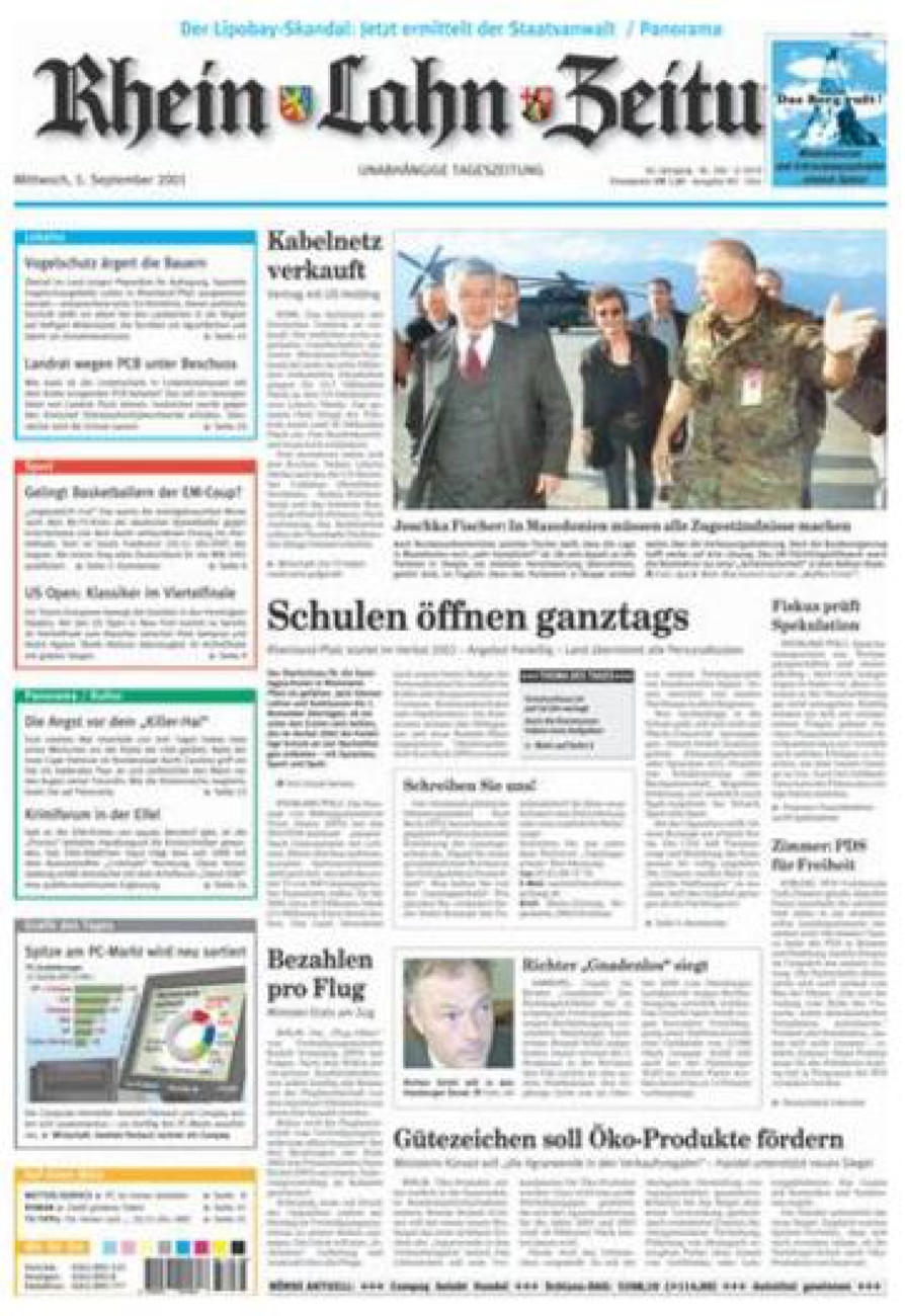 Rhein-Lahn-Zeitung Diez (Archiv) vom Mittwoch, 05.09.2001