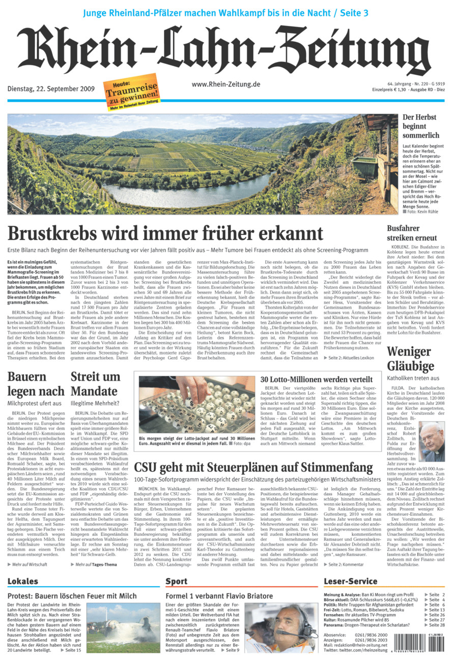 Rhein-Lahn-Zeitung Diez (Archiv) vom Dienstag, 22.09.2009
