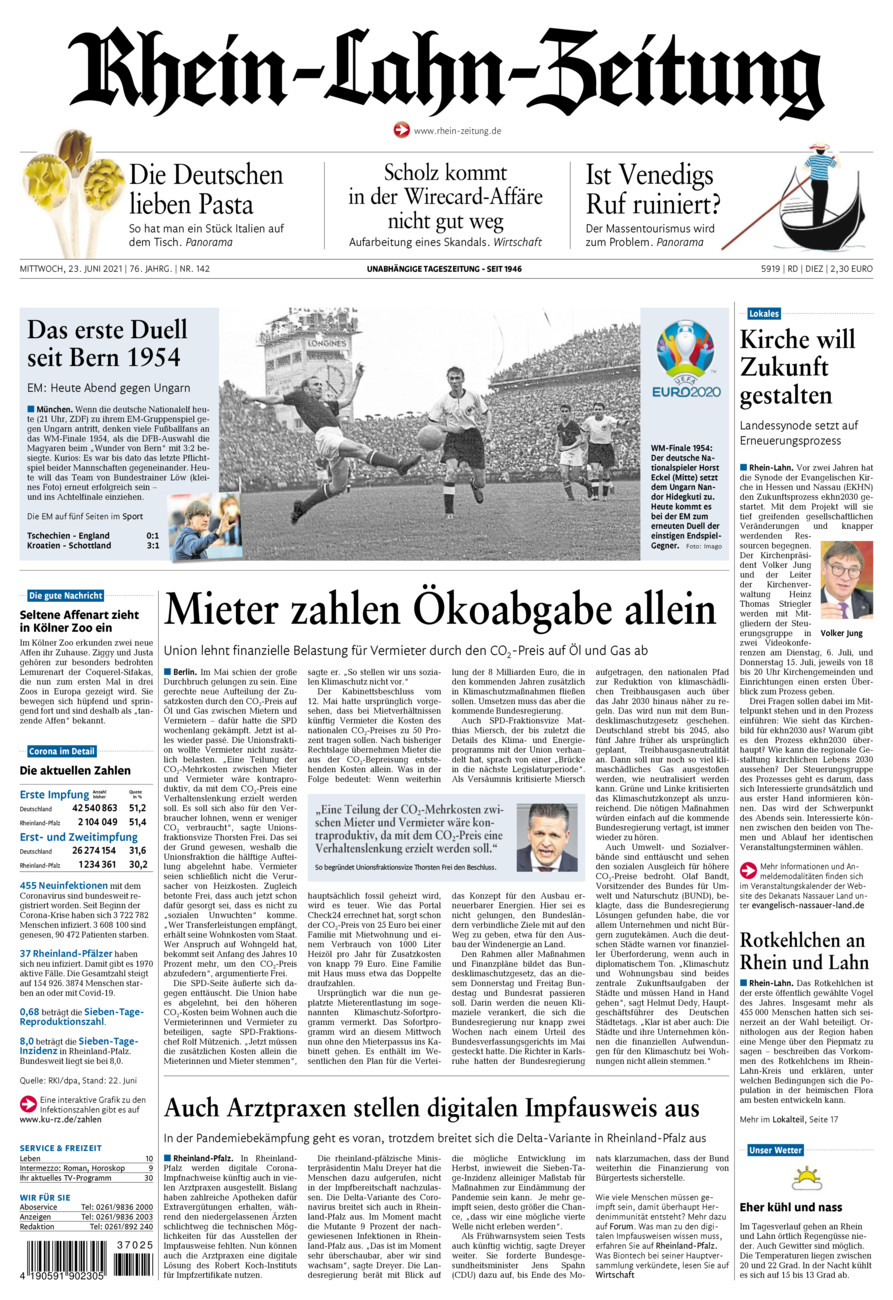 Rhein-Lahn-Zeitung Diez (Archiv) vom Mittwoch, 23.06.2021