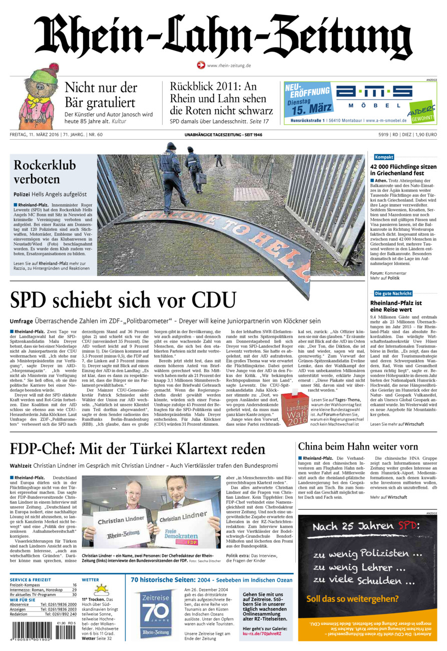Rhein-Lahn-Zeitung Diez (Archiv) vom Freitag, 11.03.2016