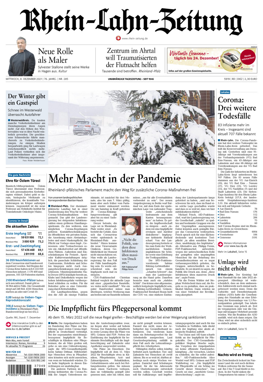 Rhein-Lahn-Zeitung Diez (Archiv) vom Mittwoch, 08.12.2021