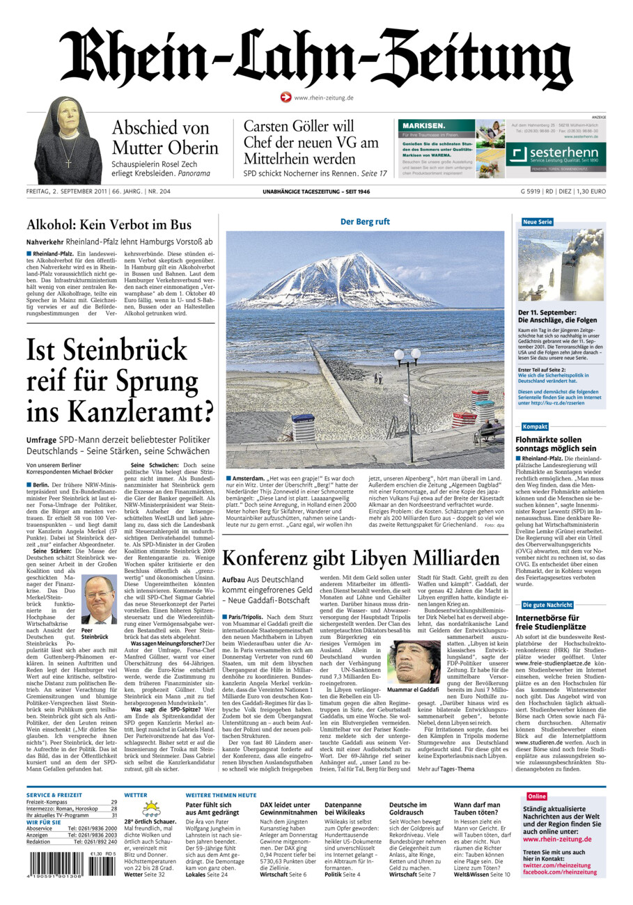 Rhein-Lahn-Zeitung Diez (Archiv) vom Freitag, 02.09.2011