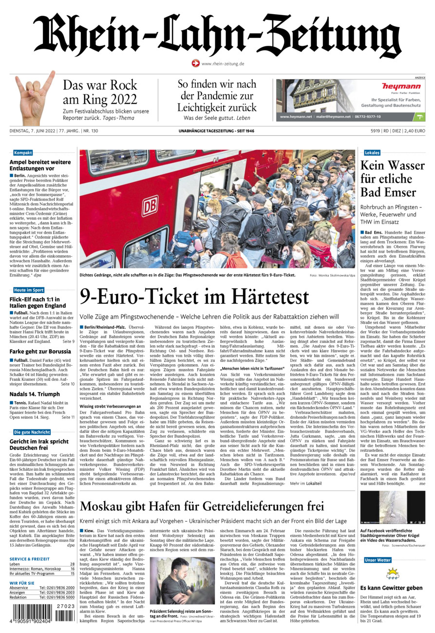 Rhein-Lahn-Zeitung Diez (Archiv) vom Dienstag, 07.06.2022