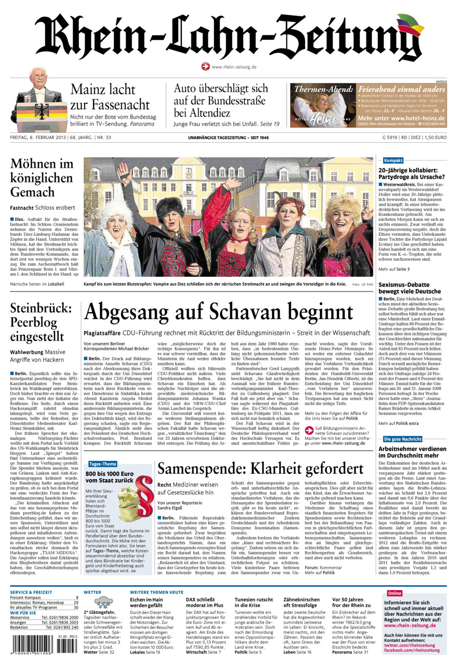 Rhein-Lahn-Zeitung Diez (Archiv) vom Freitag, 08.02.2013