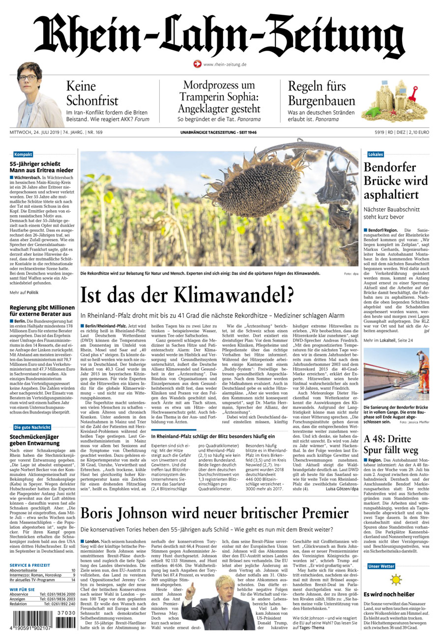 Rhein-Lahn-Zeitung Diez (Archiv) vom Mittwoch, 24.07.2019