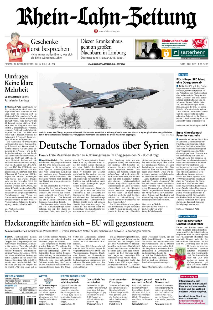 Rhein-Lahn-Zeitung Diez (Archiv) vom Freitag, 11.12.2015