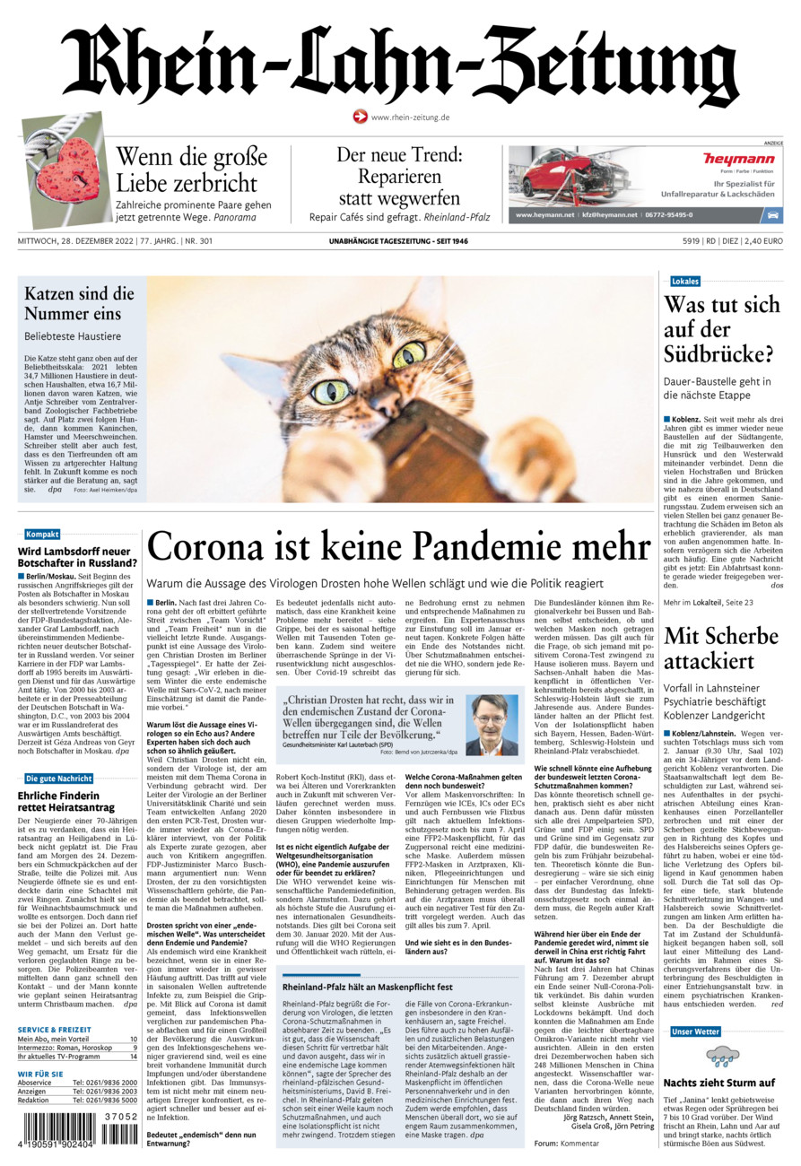 Rhein-Lahn-Zeitung Diez (Archiv) vom Mittwoch, 28.12.2022