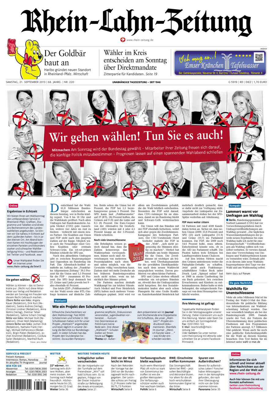Rhein-Lahn-Zeitung Diez (Archiv) vom Samstag, 21.09.2013