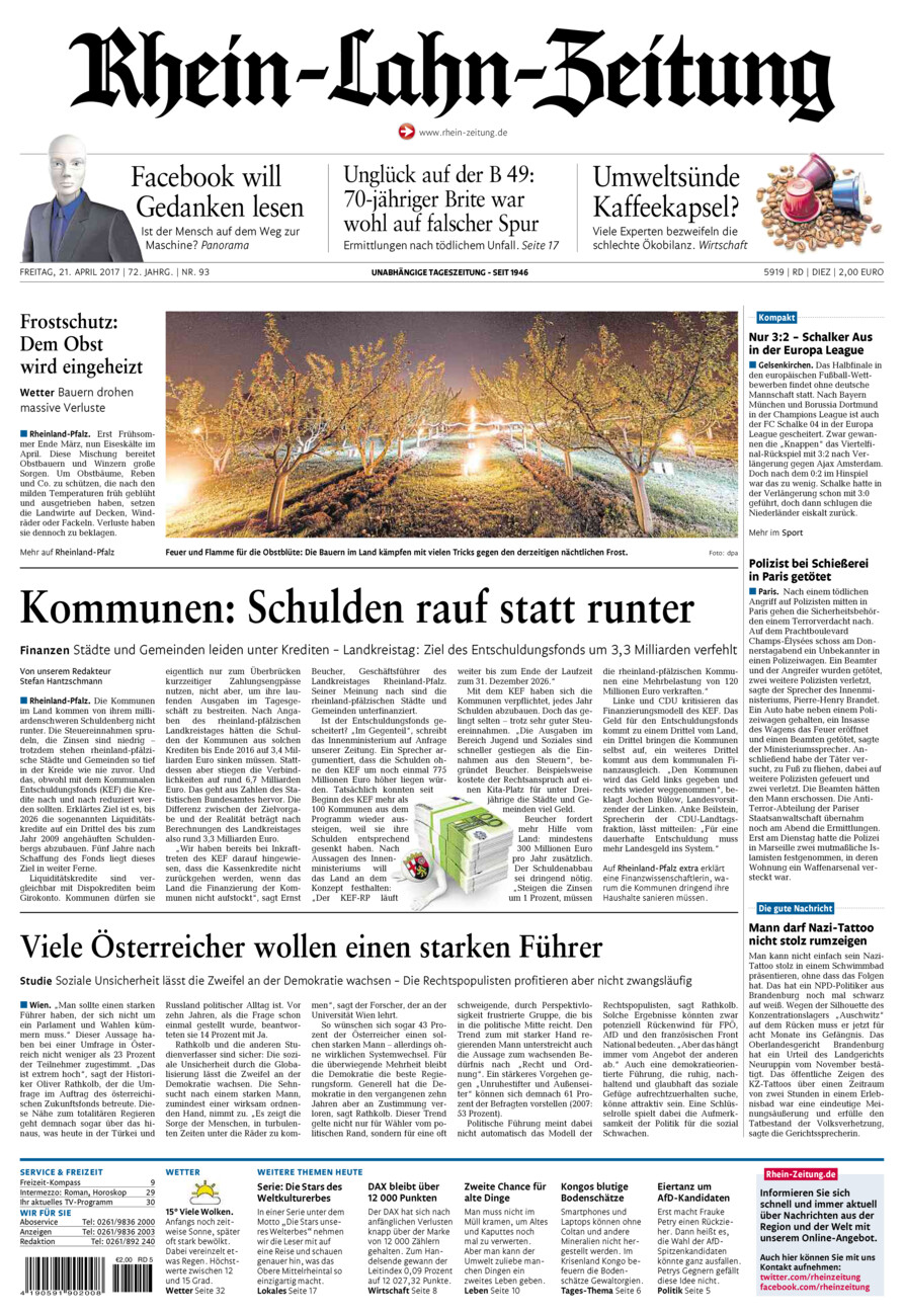 Rhein-Lahn-Zeitung Diez (Archiv) vom Freitag, 21.04.2017