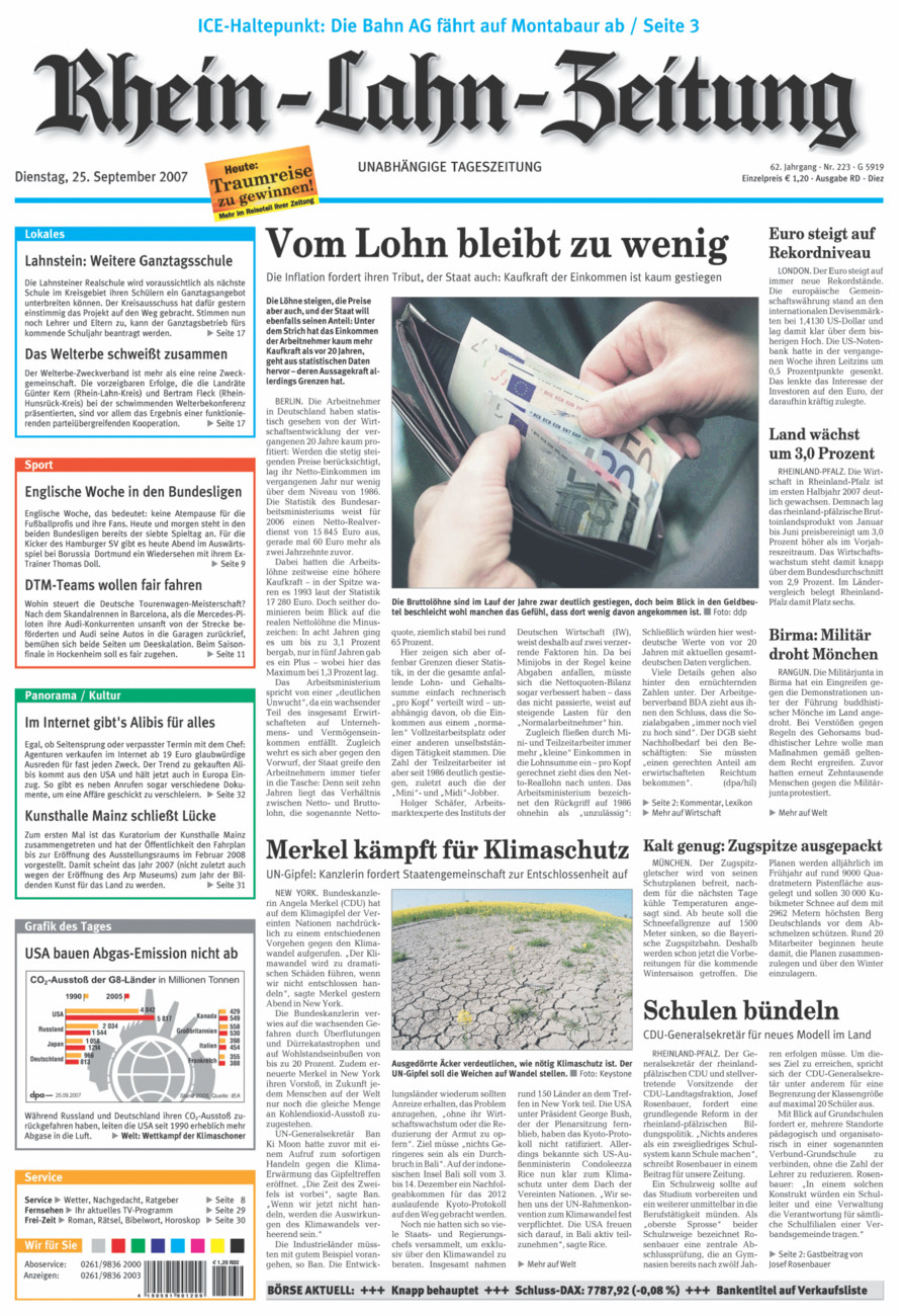 Rhein-Lahn-Zeitung Diez (Archiv) vom Dienstag, 25.09.2007