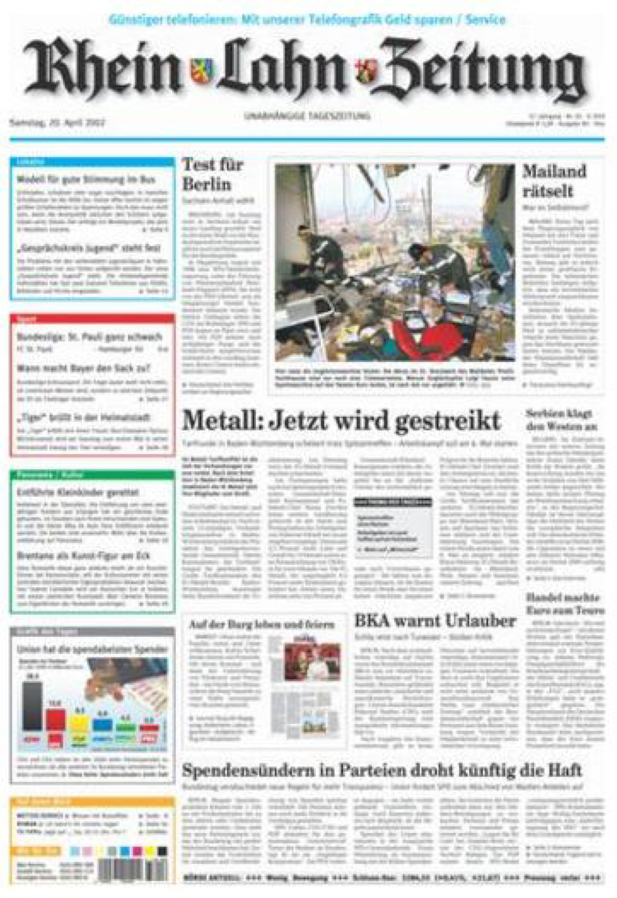 Rhein-Lahn-Zeitung Diez (Archiv) vom Samstag, 20.04.2002