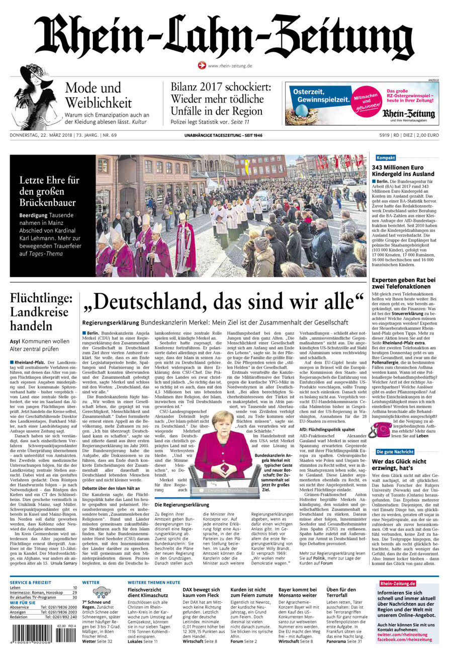 Rhein-Lahn-Zeitung Diez (Archiv) vom Donnerstag, 22.03.2018