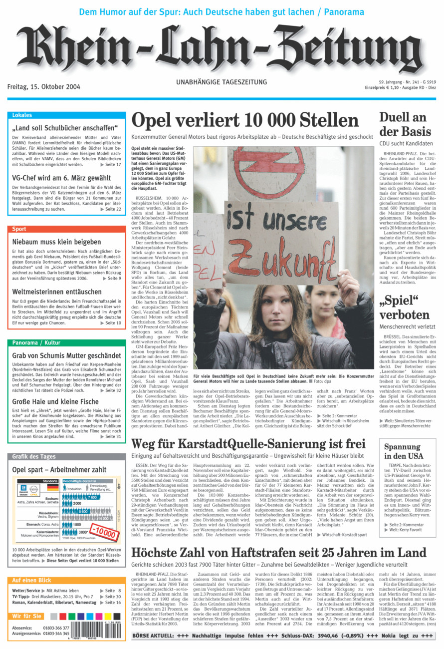 Rhein-Lahn-Zeitung Diez (Archiv) vom Freitag, 15.10.2004