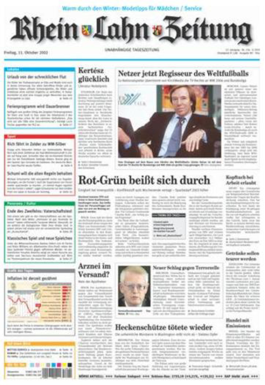 Rhein-Lahn-Zeitung Diez (Archiv) vom Freitag, 11.10.2002