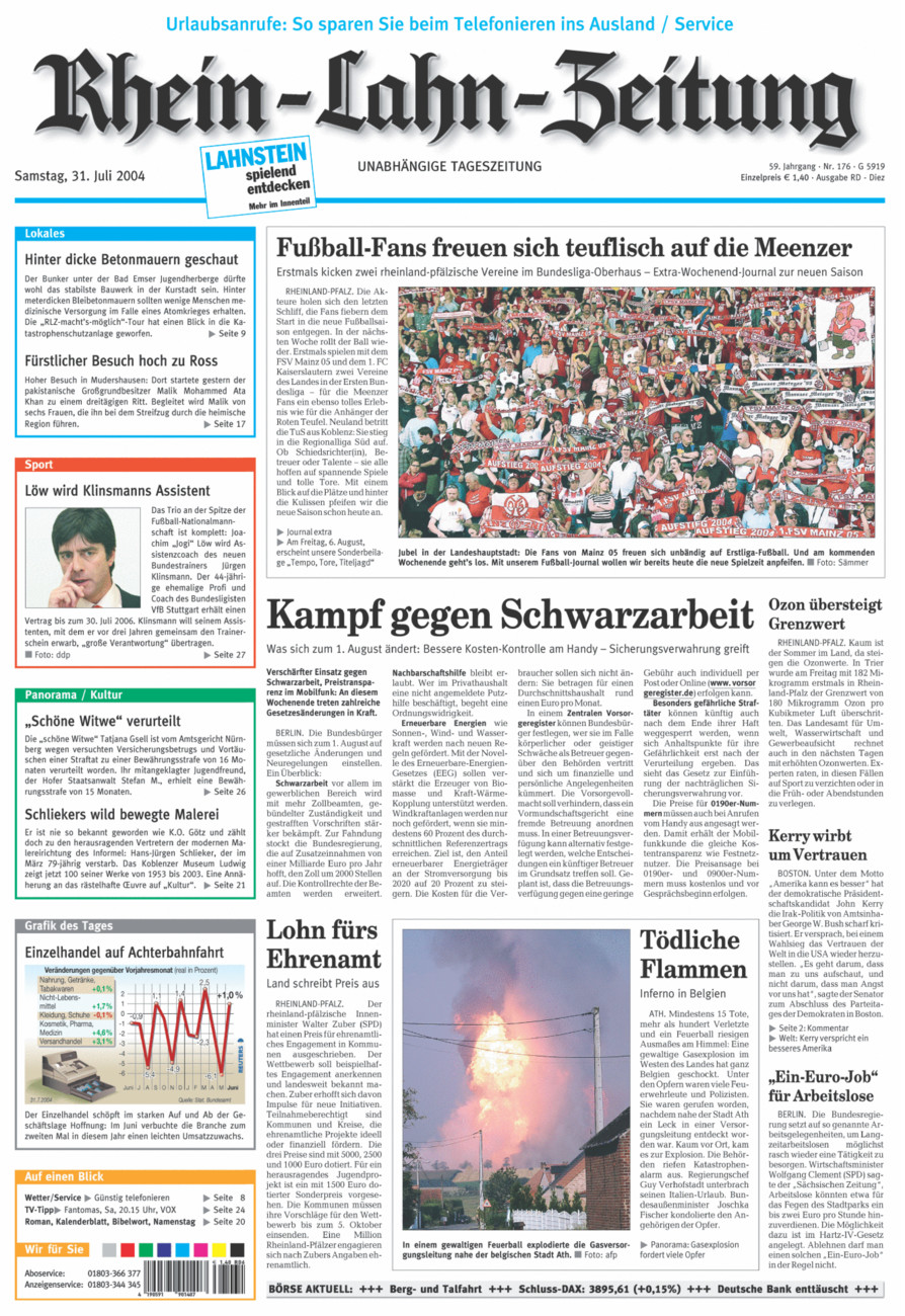 Rhein-Lahn-Zeitung Diez (Archiv) vom Samstag, 31.07.2004