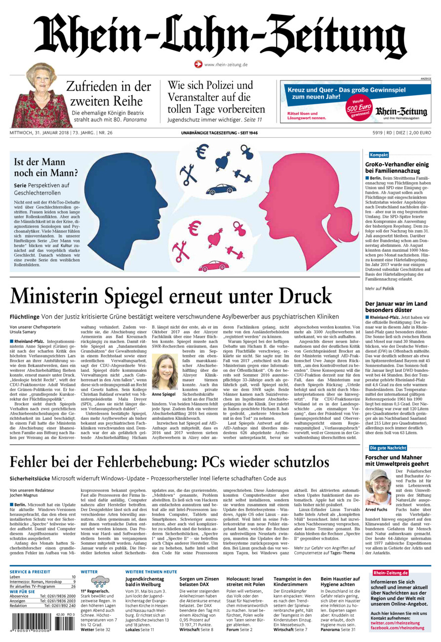 Rhein-Lahn-Zeitung Diez (Archiv) vom Mittwoch, 31.01.2018