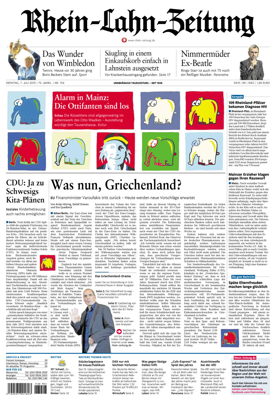 Rhein-Lahn-Zeitung Diez (Archiv) vom Dienstag, 07.07.2015