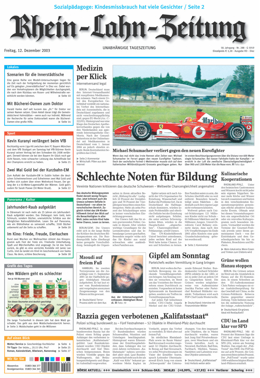 Rhein-Lahn-Zeitung Diez (Archiv) vom Freitag, 12.12.2003